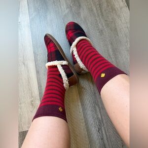 Kate Spade Socks Mid Calf Length Red Maroon Stripe Used